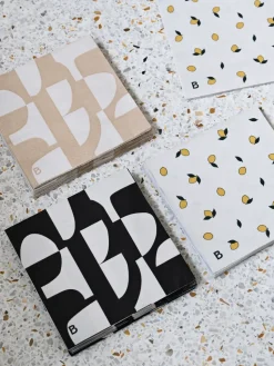 Lemon servet 33x33 cm 20-pack, Off white-yellow