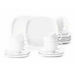 Lido koffieservies vierkant 18-delig, Wit