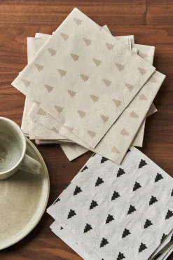 Linen trees servet 33x33 cm 20-pack, black-white