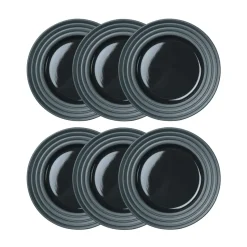 Lines klein bord Ø 21 cm 6-pack, donkergrijs