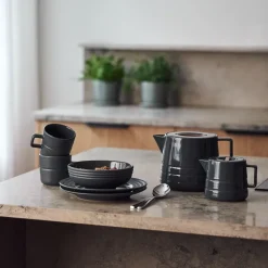 Lines klein bord Ø 21 cm 6-pack, donkergrijs