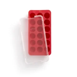 Lékué ronde ijsblokjesvorm siliconen met deksel, Rood