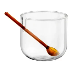 Loop suikerschaal incl. lepel Ø14 cm, Klaar-pink-amber