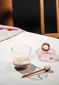 Loop suikerschaal incl. lepel Ø14 cm, Klaar-pink-amber