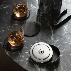 Manhattan glasonderzetters 4-pack, Bruin leer