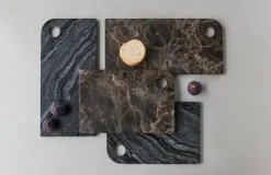 Marble dienblad large 18x38 cm, Black-grey