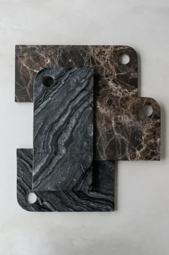 Marble dienblad large 18x38 cm, Black-grey