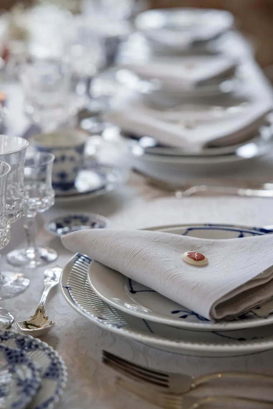 Medaljong servet 35x35 cm, Wit