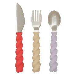 Mellow kinderbestek 3-delig, Lavender-Vanilla-CherryRed