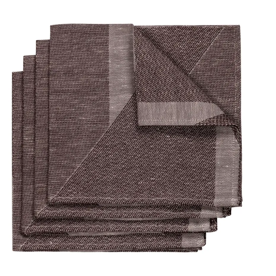 Metric servet 47x47 cm 4-pack, Bruin-wit