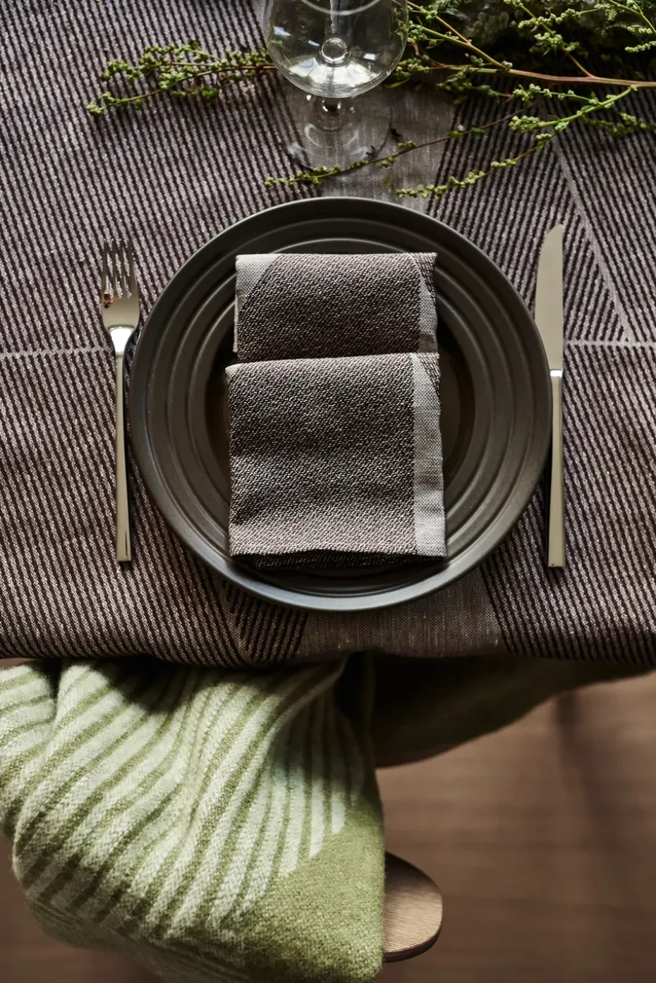 Metric servet 47x47 cm 4-pack, Bruin-wit