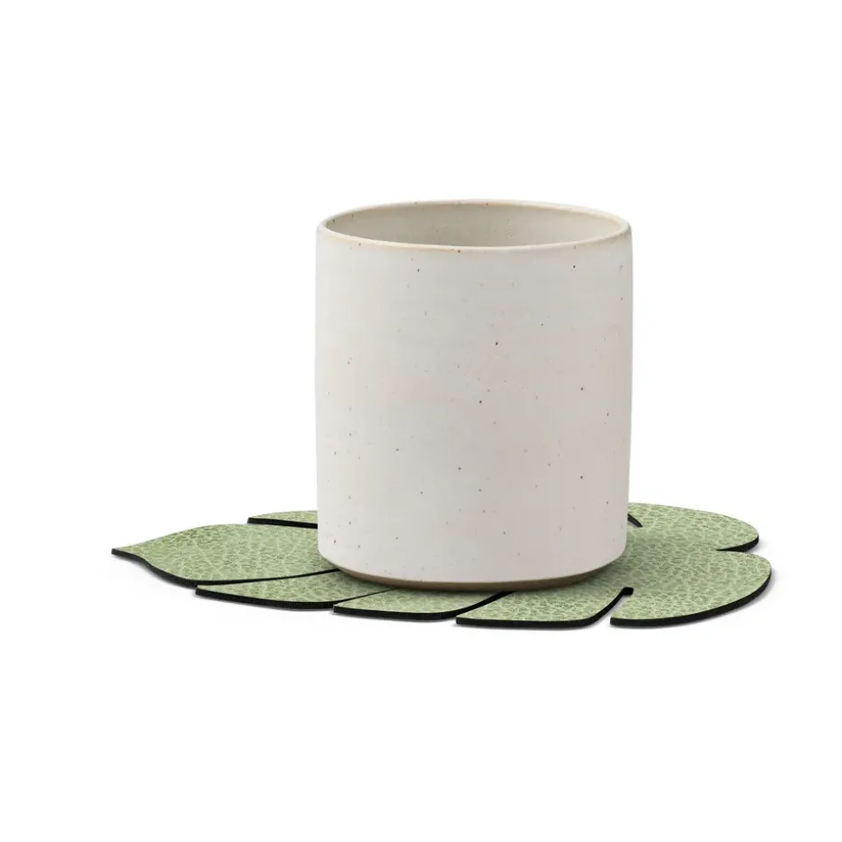 Monstera Leaf Hippo onderzetter, Olijfgroen