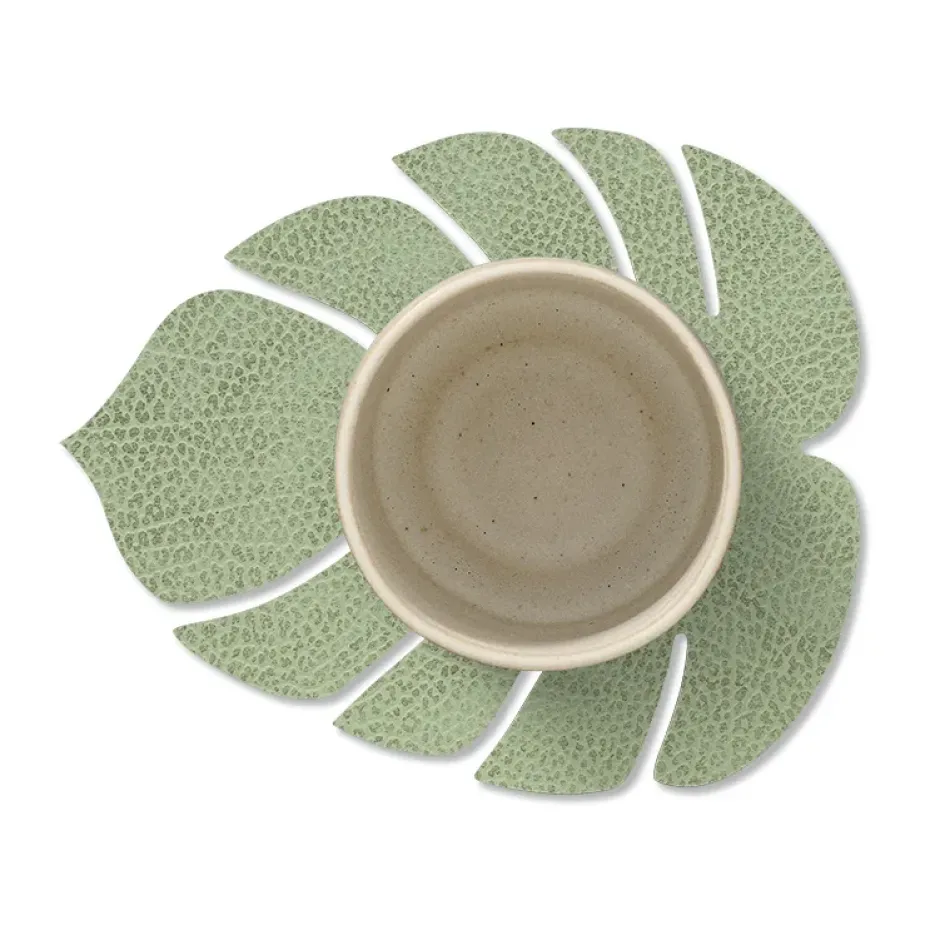 Monstera Leaf Hippo onderzetter, Olijfgroen