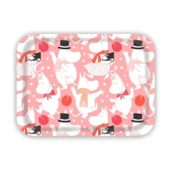 Moomin celebration dienblad 27x20 cm, Wit-roze