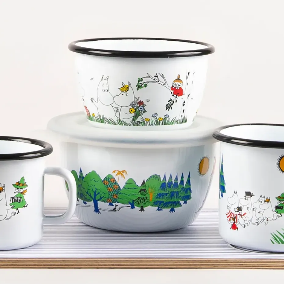Moomin Colors emaillen kom 30 cl, Happy Family