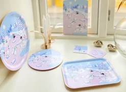 Moomin dienblad winter 2022 Ø31 cm, Blauw-wit-roze