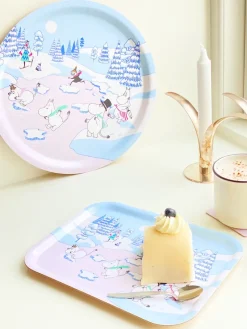 Moomin dienblad winter 2022 20x27 cm, Blauw-wit-roze