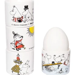 Moomin gekleurde eierdoppen 4-delig, Wit met motief