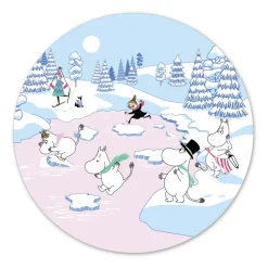 Moomin pannenonderzetter winter 2022 Ø21 cm, Blauw-wit-roze