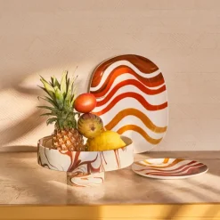 Moon decoratieschaal Ø26 cm, Bruin-wit