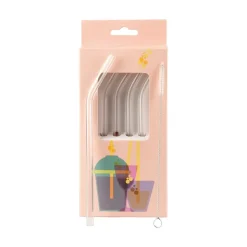 Muurla glazen rietjes 4-pack, Transparant
