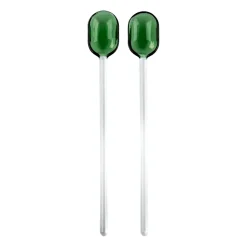 Muurla saladebestek glas 2-pack, Green-clear