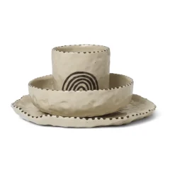 Naive kinderservies 3-delig, Red brown