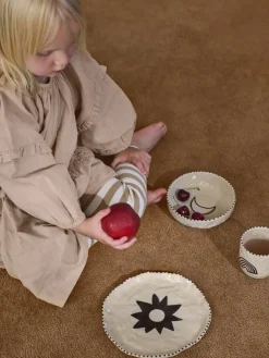 Naive kinderservies 3-delig, Red brown