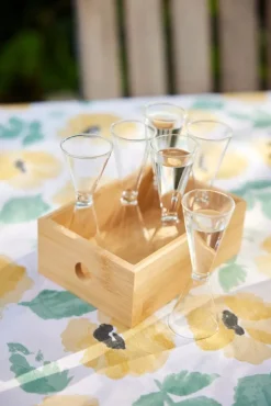 Nature snapsglas in bamboebox 6-pack 4 cl, Bamboe-helder