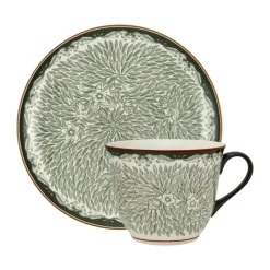 Ostindia Floris beker 40 cl en bord Ø20 cm, Groen