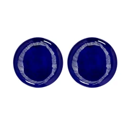 Ottolenghi Feast bord L Ø26,5 cm 2-pack, Dark blue stripes-white