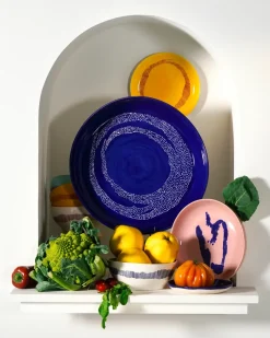 Ottolenghi Feast bord L Ø26,5 cm 2-pack, Dark blue stripes-white