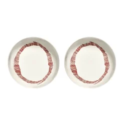 Ottolenghi Feast diep bord Ø22 cm 2-pack, White stripes-red