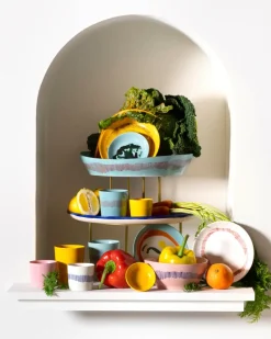 Ottolenghi Feast koffiekop 25 cl 4-pack, White stripes-blue