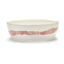 Ottolenghi Feast saladeschaal Ø27,5 cm, White stripes-red