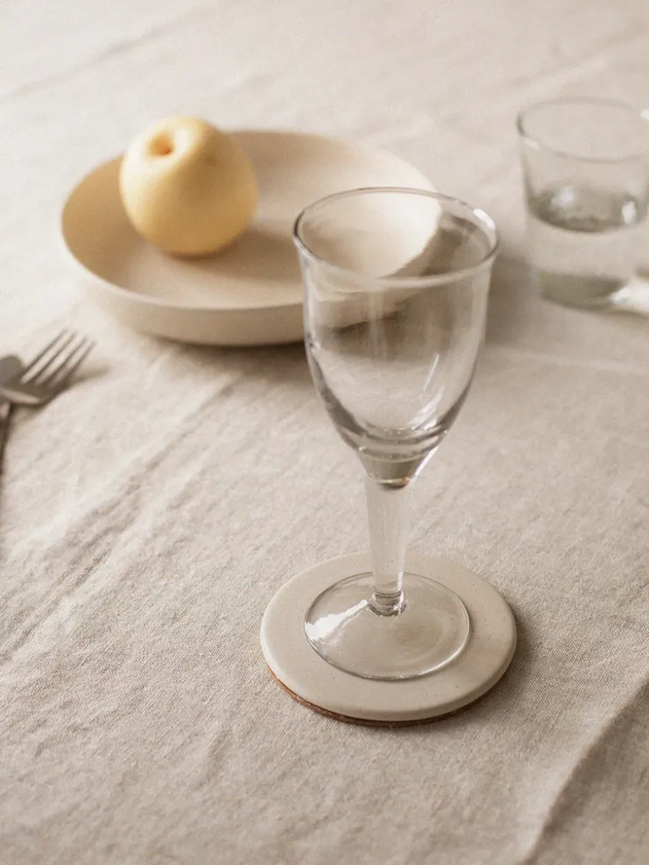 Palermo glazen onderzetter Ø11 cm, Offwhite