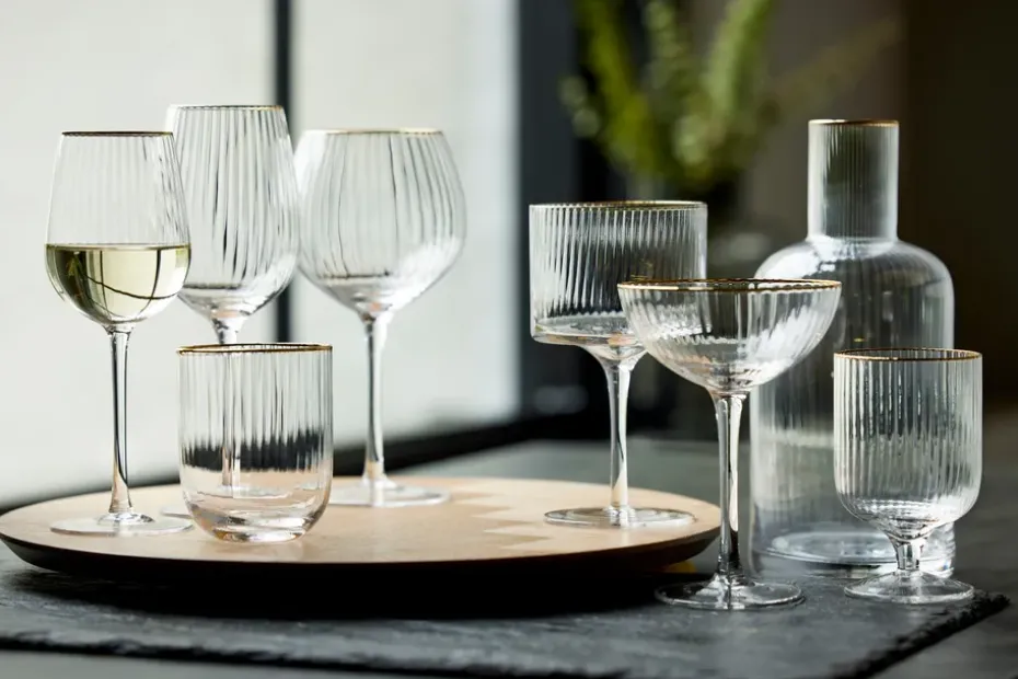 Palermo Gold gin & tonicglas 32 cl 4-pack, Transparant-goud