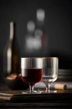 Palermo Gold wijnglas 30 cl 4-pack, Transparant-goud