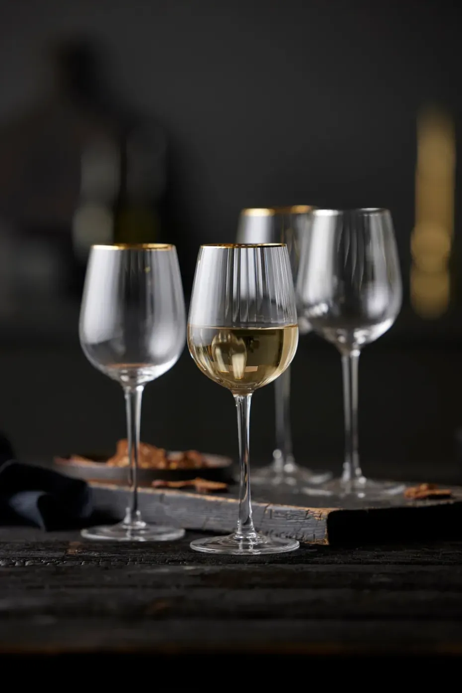 Palermo Gold wittewijnglas 30 cl 4-pack, Transparant-goud