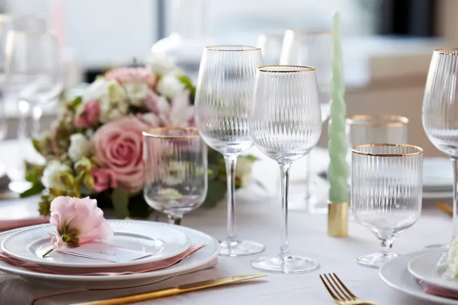 Palermo Gold wittewijnglas 30 cl 4-pack, Transparant-goud