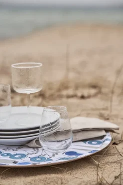 Picknick dienblad Ø38 cm, Blauw-beige