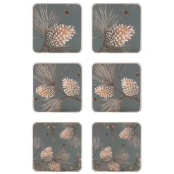 Pine Cone onderzetter 6-pack, moss grey