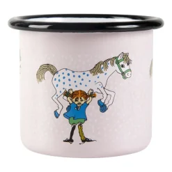 Pippi and the horse emaillen mok 1,5 dl, Light pink