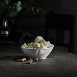 Plissé kom ovaal, Wit