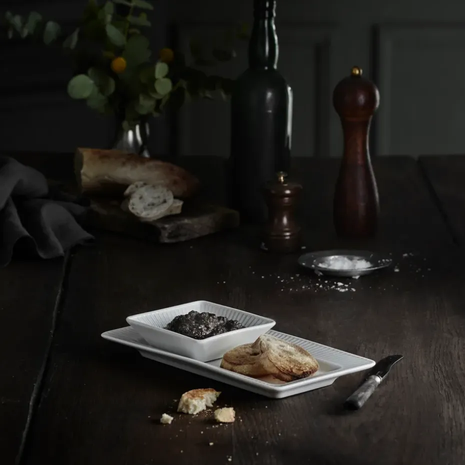 Plissé schotel 26x14 cm, Wit