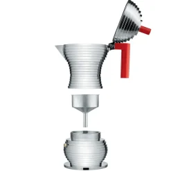 Pulcina espressomaker 6 koppen, rood handvat