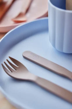 Pullo bord & kom 2 delen, Caramel-ice blue