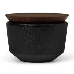 Rå zoutpot met deksel 15 cl, Zwart
