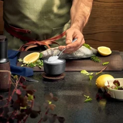 Rå zoutpot met deksel 15 cl, Zwart