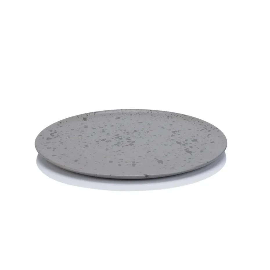 Raw bord 23 cm, grijs met stippen